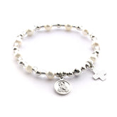 MAGNIFICAT - pulsera rosario decenario de plata y perlas naturales para niña
